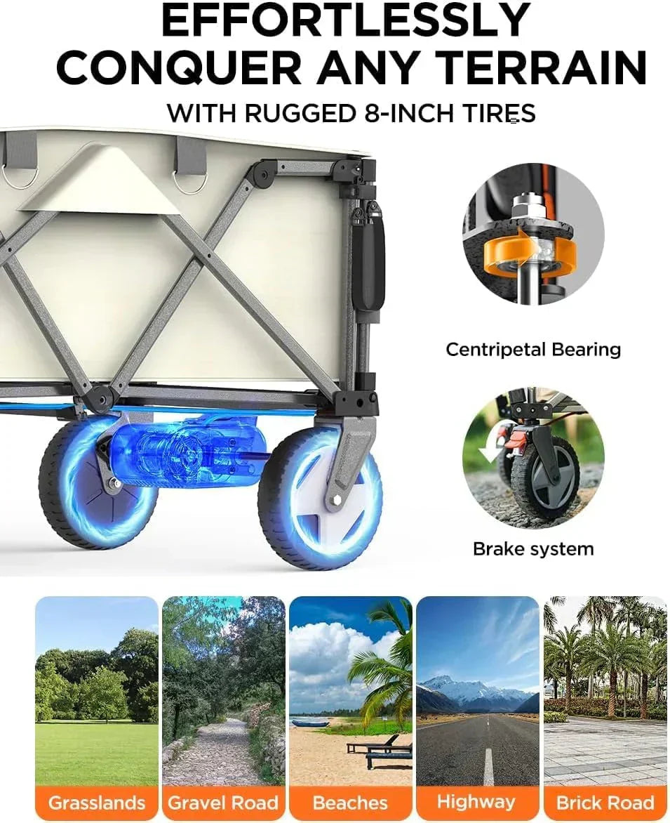All-Terrain Electric Wagon | 300Lb Capacity, Foldable Design & Removable Battery for Long Adventures