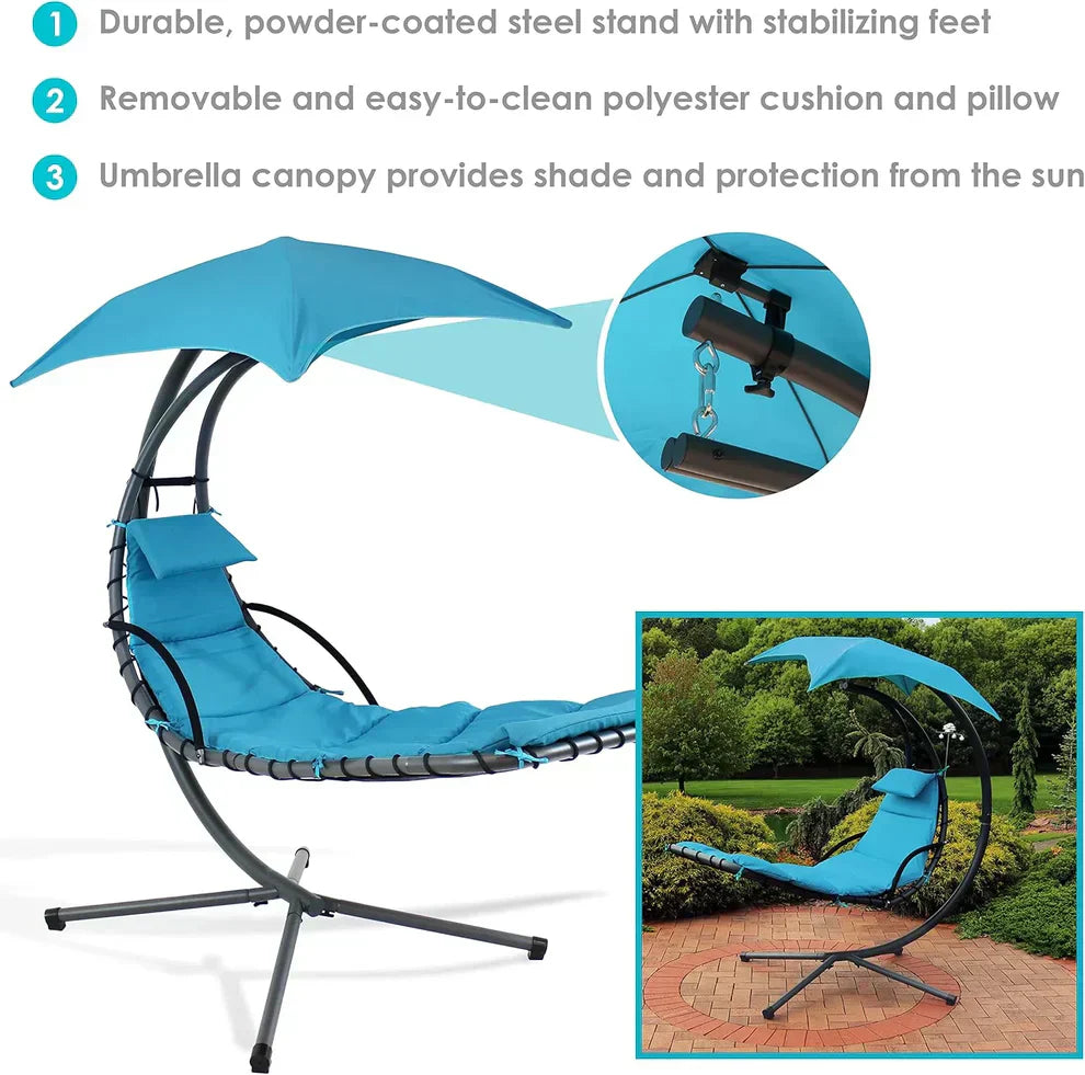Heavy-Duty Luxury Hammock Chair – Powder-Coated Steel Frame, Removable Premium Cushions & Memory Foam