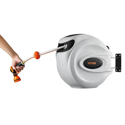 Auto-Rewind Hose Reel with 180° Swivel – Tangle-Free, Space-Saving, and Instantly Wall-Mounted